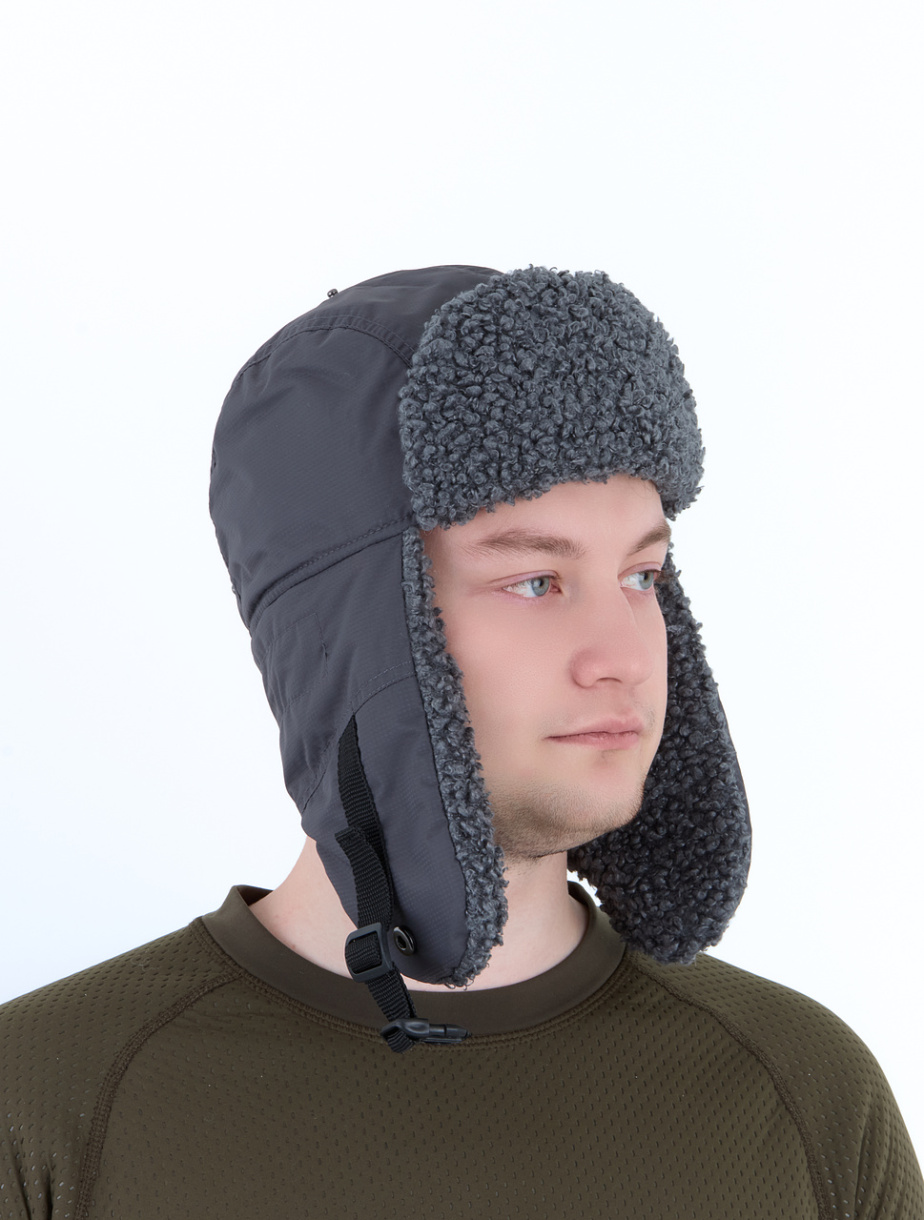 Камчатка шапка-ушанка GRAYLING, графит